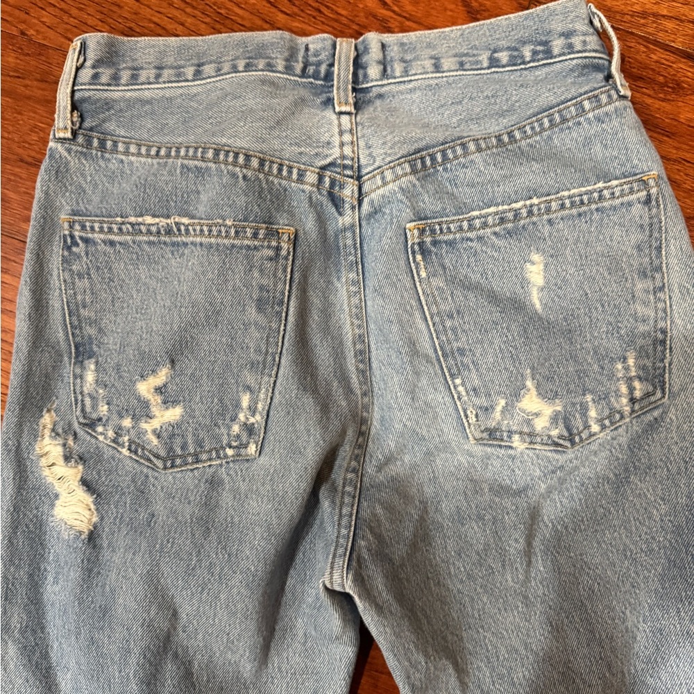 Agolde 90's Mid Rise Loose Distressed Button Fly Jeans Size 24 - Picture 8 of 8